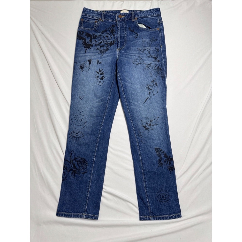 AO.‎ LA Alice + Olivia Embroidered Y2K Denim Jeans Womens Size 28
